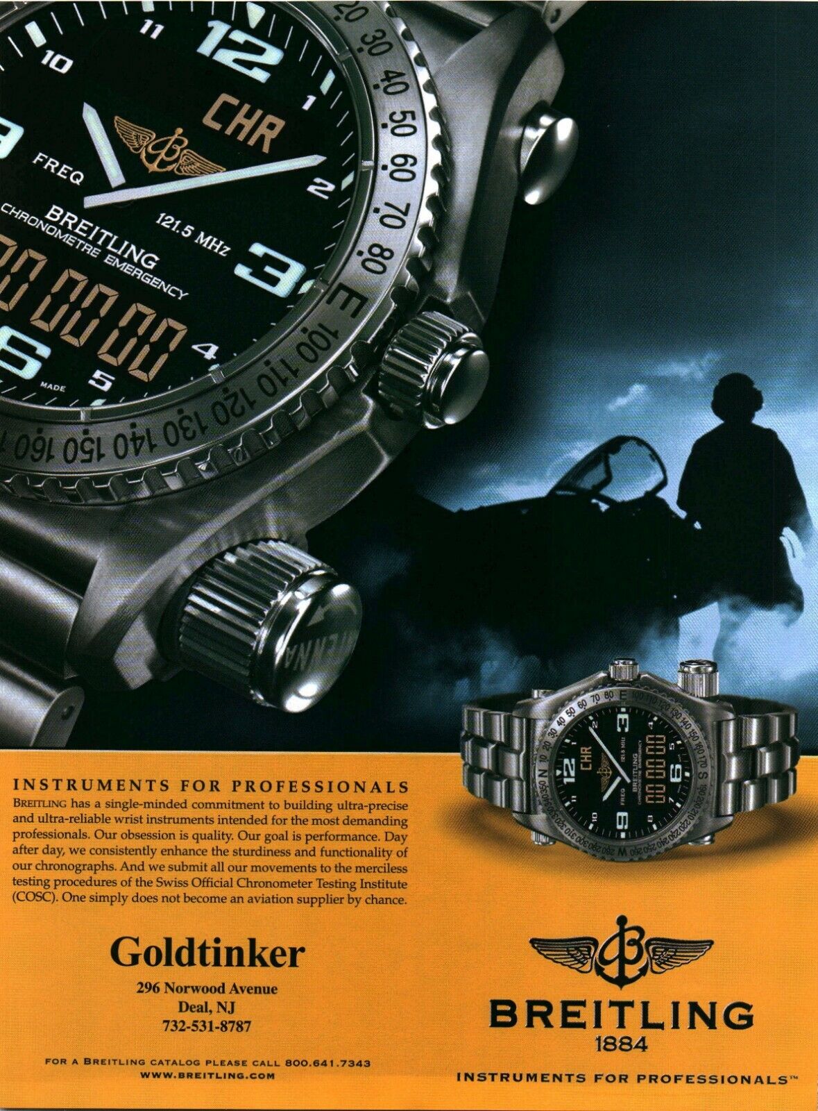 2002 VINTAGE PRINT AD - BREITLING WATCH AD...GOLDTINKER...DEAL, NEW JERSEY NJ