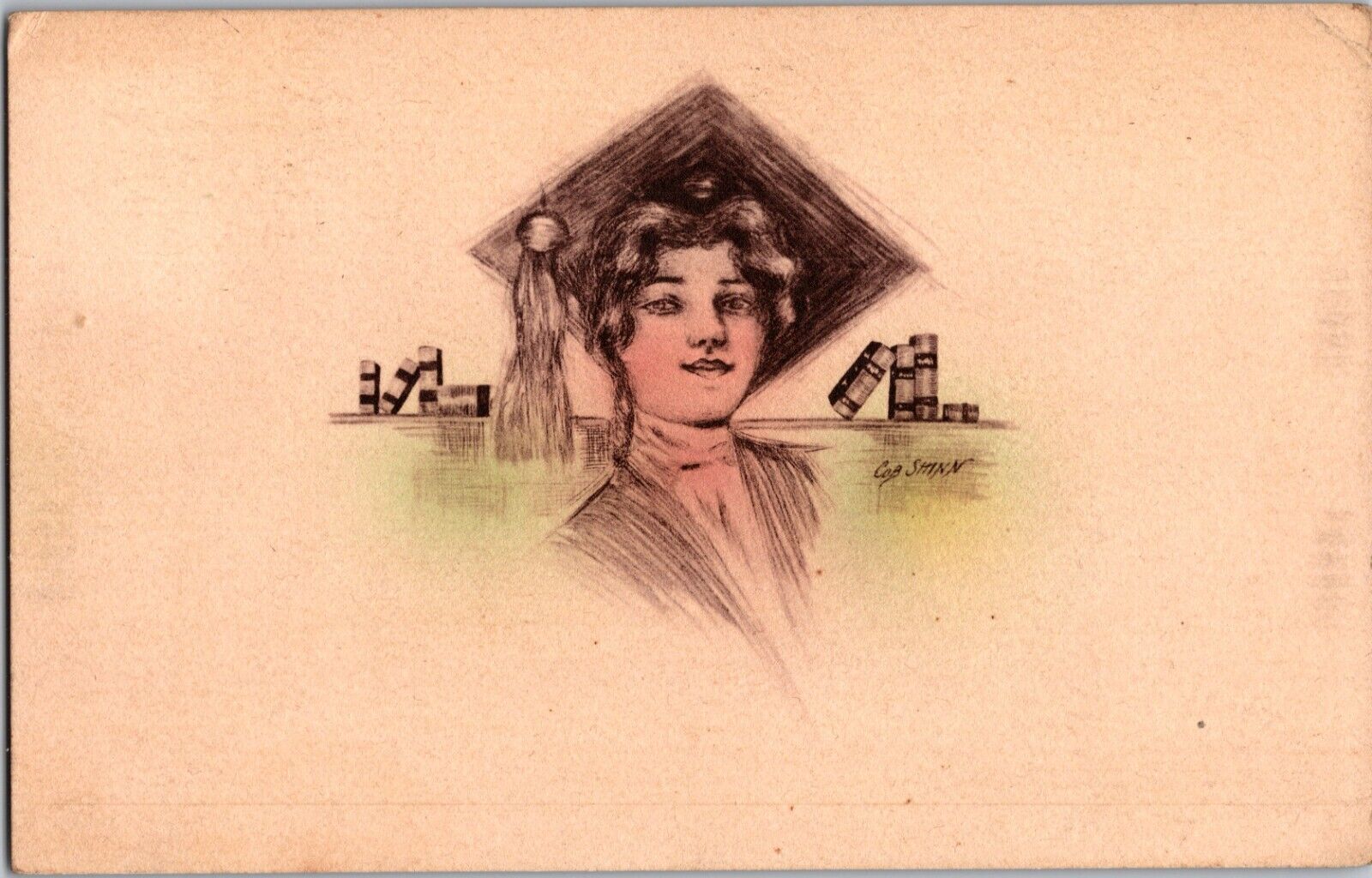 Lady GRADUATION 1910 Vintage Post Card A14