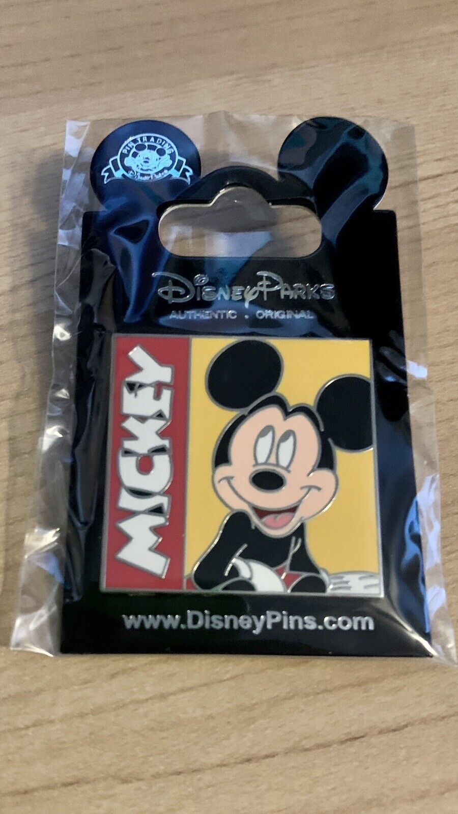 New Authentic Disney Parks Mickey Pin Yellow Background