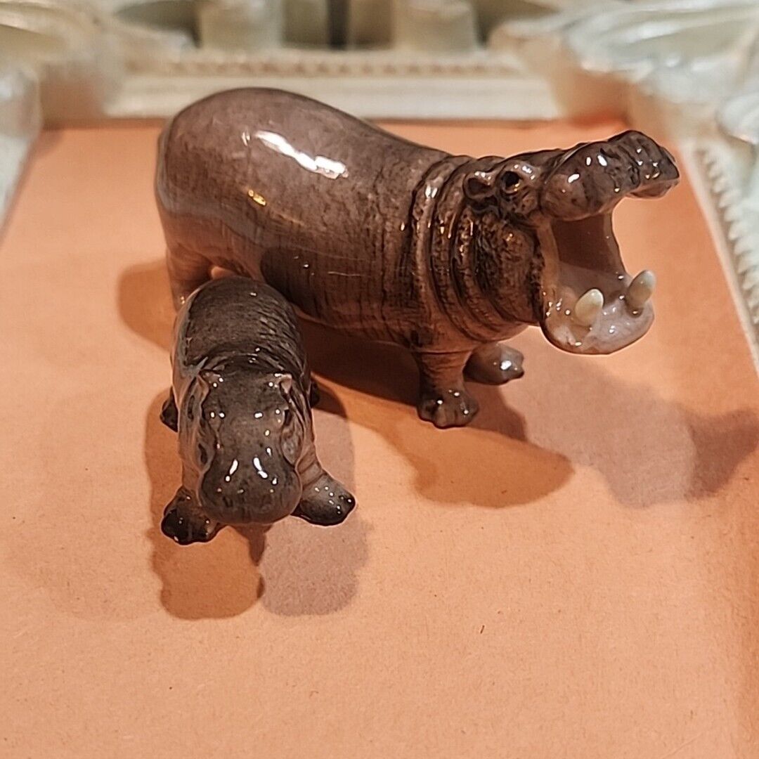 Mother And Baby Hippo Hagan Renaker (RETIRED)