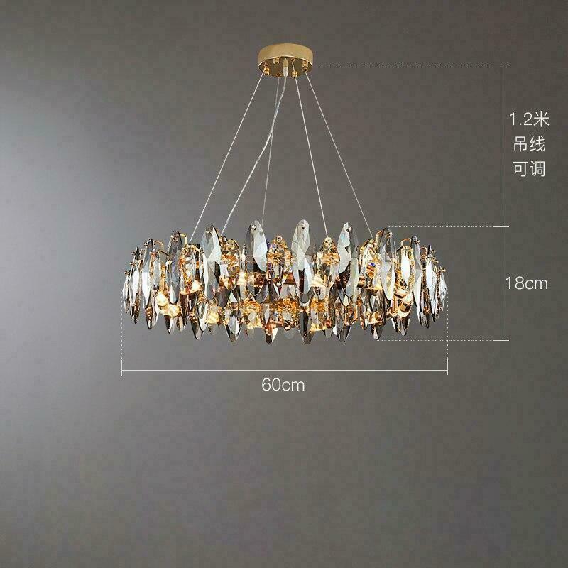 Luxury Lavish Double Crown LED K9 Oval Crystal Chandelier Round Ceiling Lighting