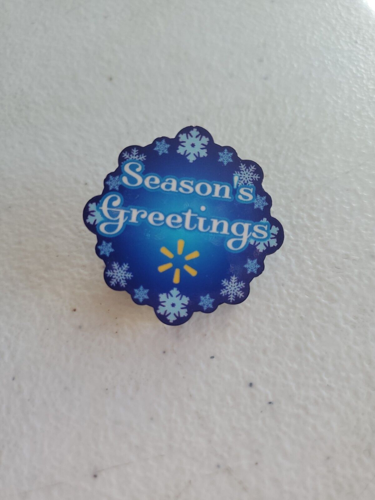 Walmart Lapel Pin Seasons Greetings Snowflakes Snow Spark Holiday Pinback 