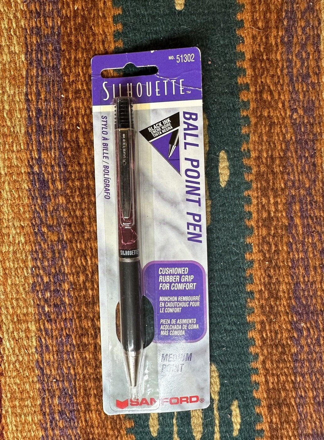 New VTG 1996 Silhouette Burgundy/Silver Ballpoint Pen No 51302 Black Ink Med