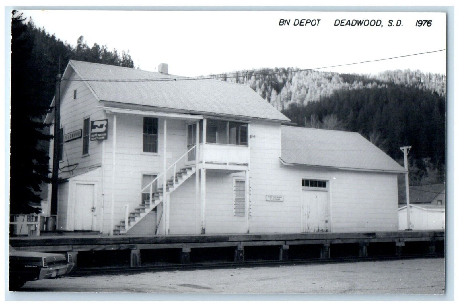 1976 BN Depot Deadwood South Dakota SD Train Depot Station RPPC Photo Postcard