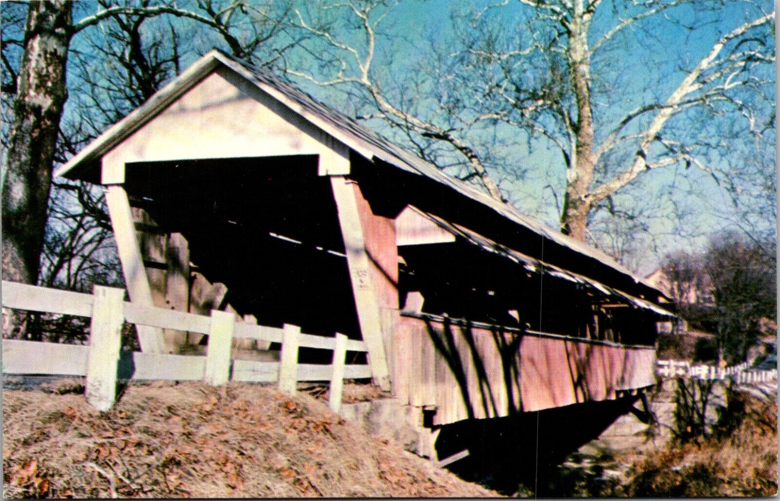 Postcard Fairfield County Ohio The Leonard Or Basil Covered Bridge Walnut Creek
