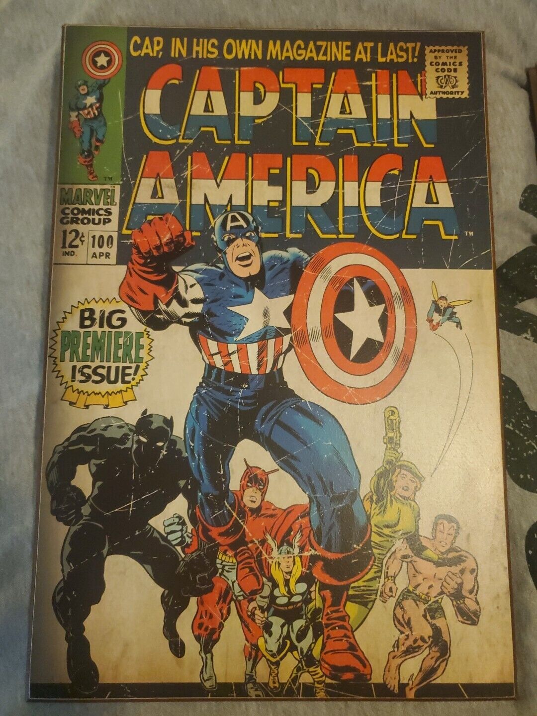 Marvel Captain America 100 Comic Style Wood Wall Art 13” X 19”