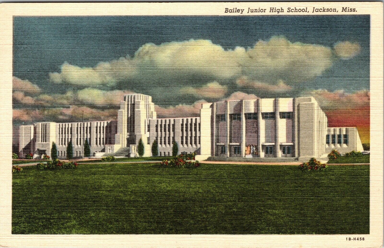 Jackson Mississippi Bailey Junior High School Vintage Postcard