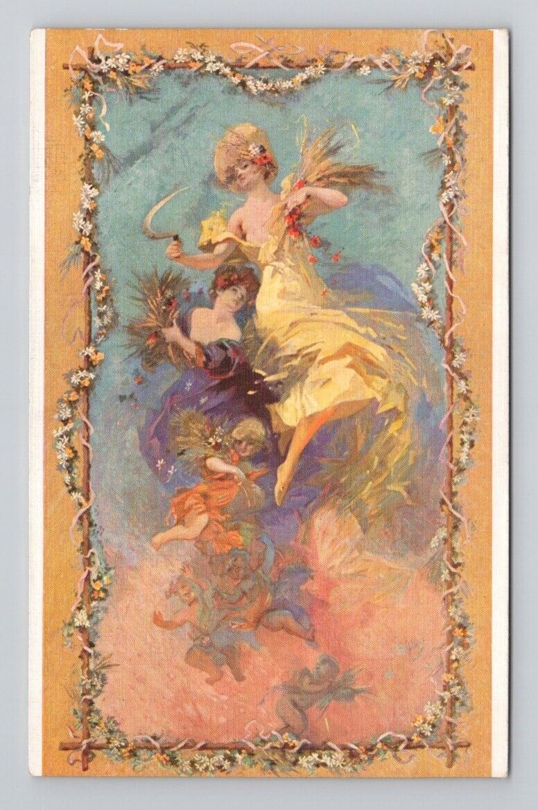 Jules Cheret Set of 4 Seasons Art Nouveau Vintage Postcards BP