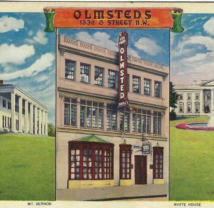 CL-461 Washington D.C. Bert Olmstead's Restaurant Linen Postcard  Multiview