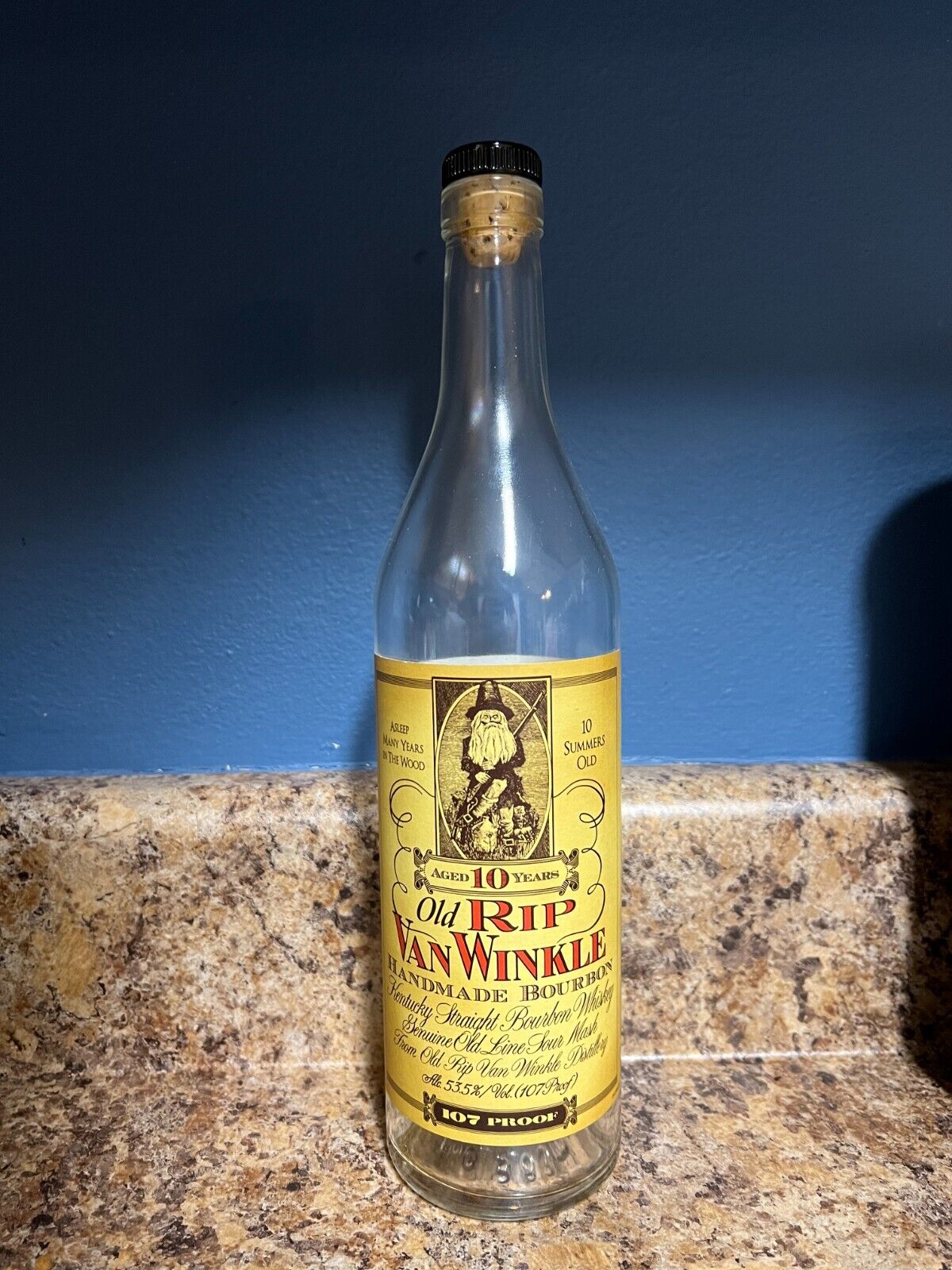 Old Rip Van Winkle 10 Year Kentucky Bourbon Empty Bottle Pappy Unrinsed