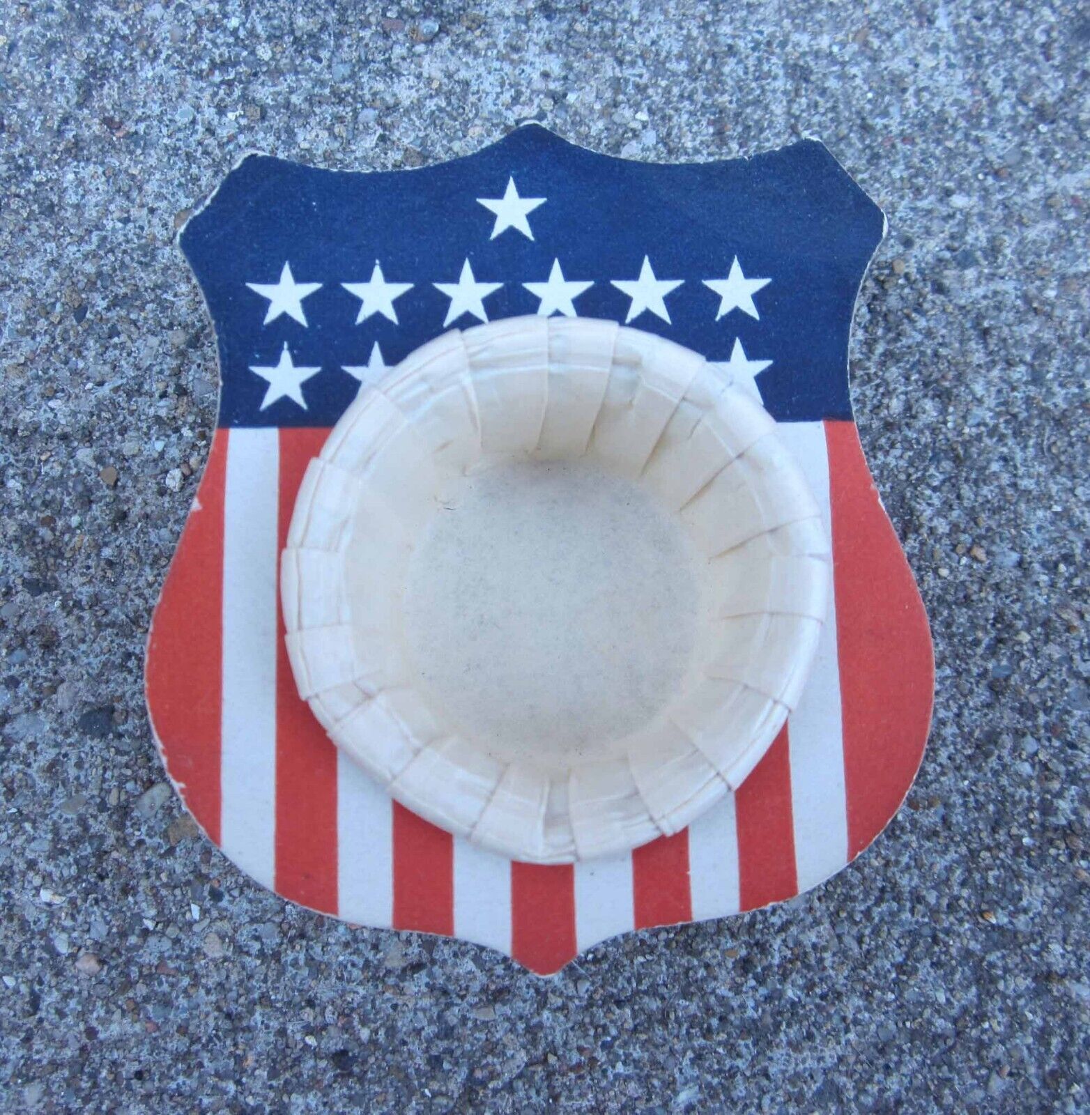 Vintage July Fourth Independence Day Patriotic RWB Shield Shape Nut Cup 1930s