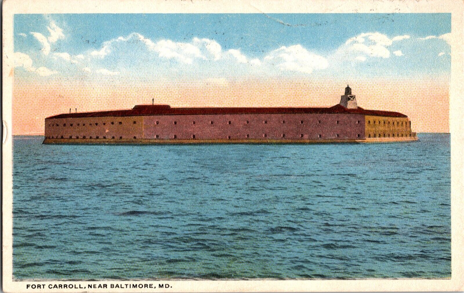 Vtg Postcard Fort Carroll, Near Baltimore MD, Postamarked 1917