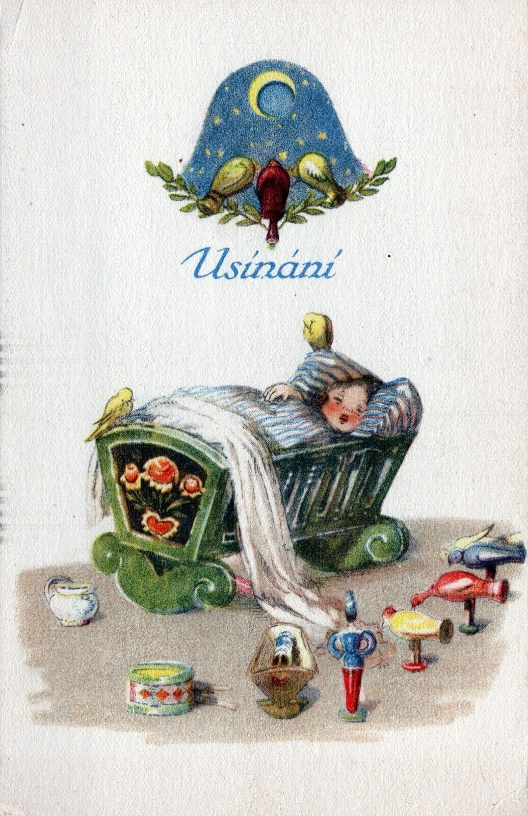 A Baby\'s Daily Life. Going to Sleep. Unposted Postcard