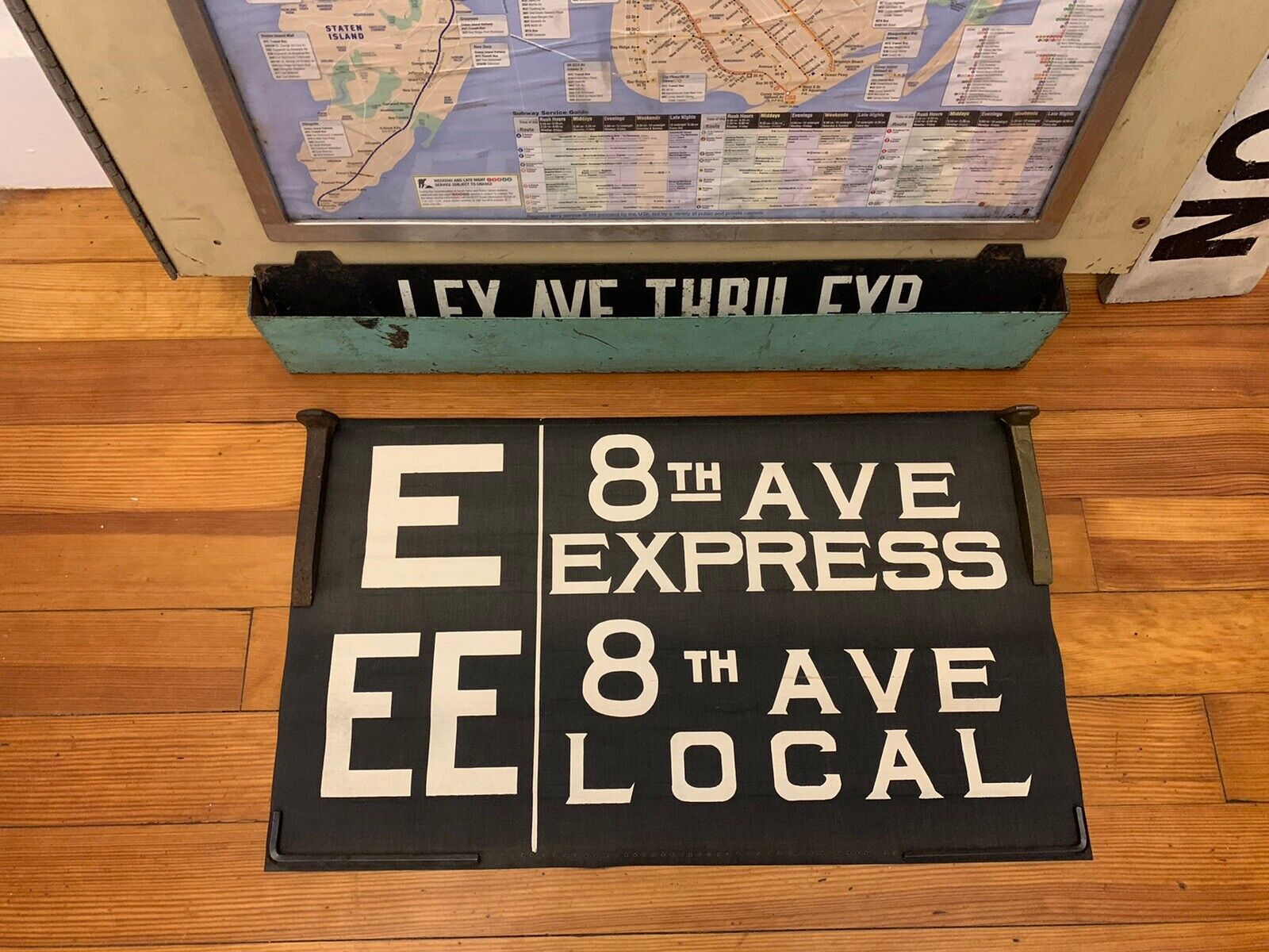 VINTAGE NY NYC SUBWAY ROLL SIGN R1/9 COLLECTIBLE E EE 8TH AVENUE EXPRESS LOCAL