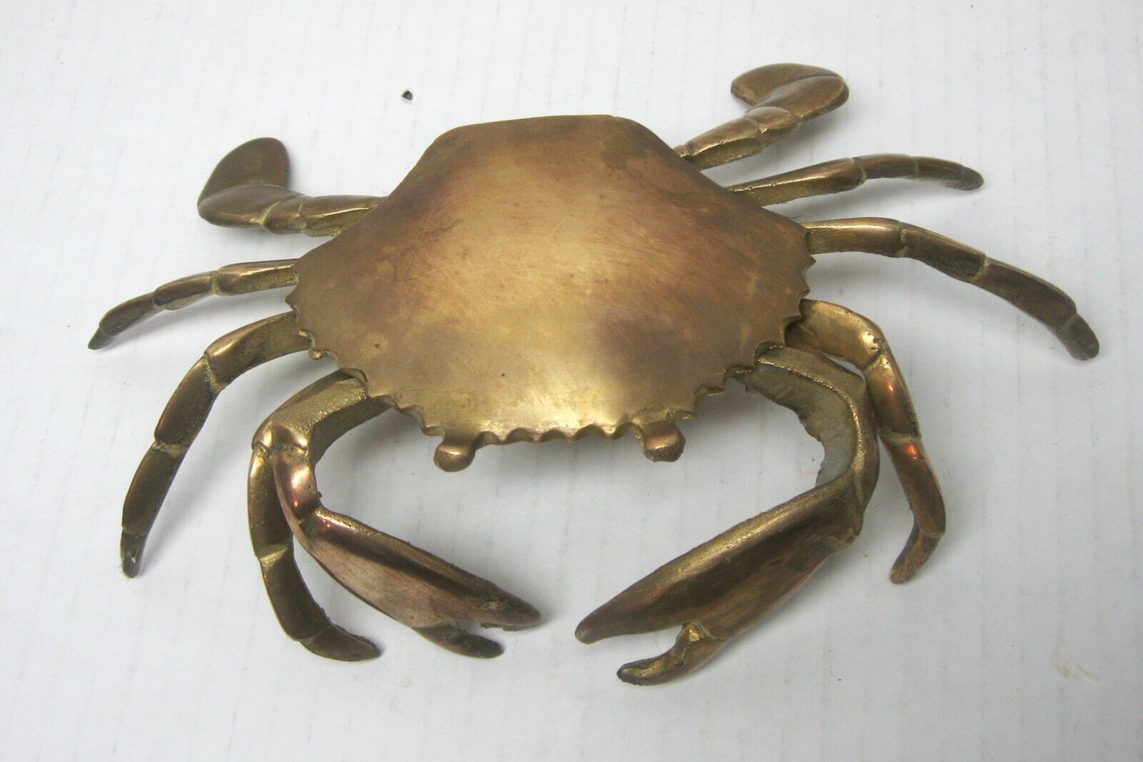 Vtg Brass Crab Mid Century Ashtray Jewelry keeper Hinged Hide Trinket Box 7.25\