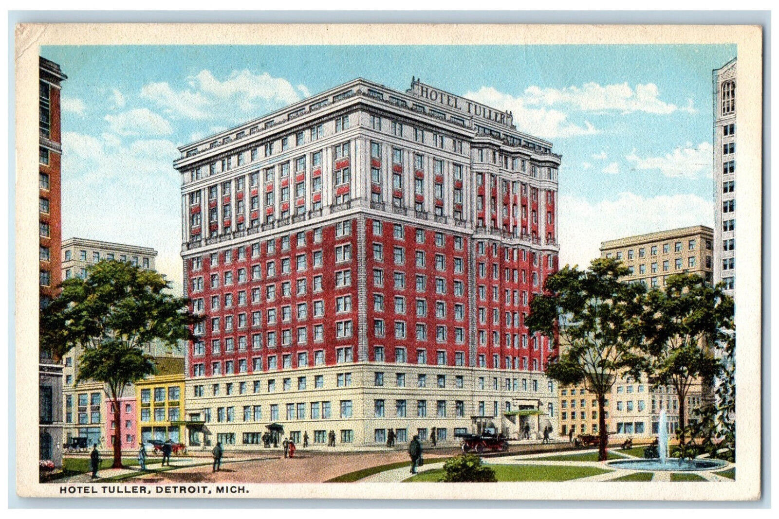 1916 Hotel Tuller Detroit Michigan MI Antique Posted R Noble Postcard