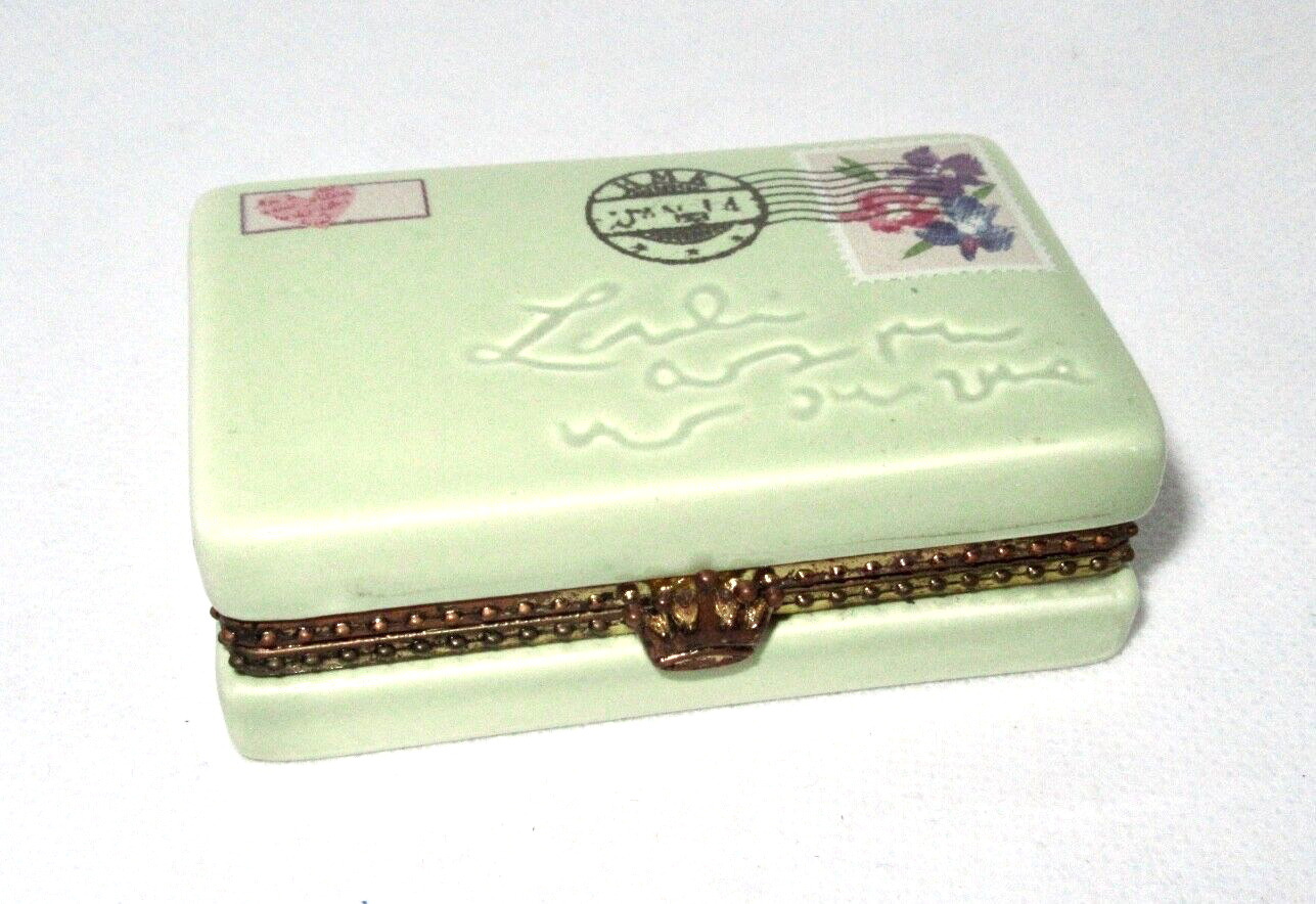 Lovely HALLMARK Signed Ceramic Suitcase Trinket Box - 2.75\