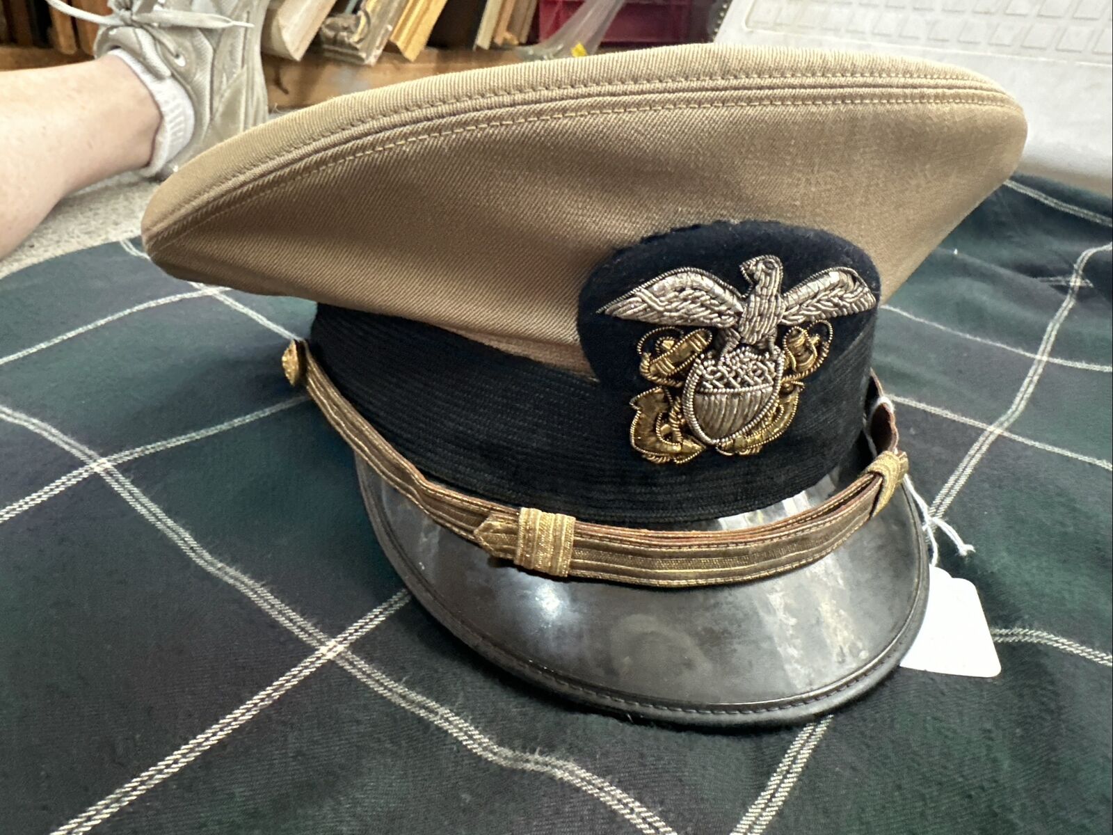 WWII Bancroft US Naval Officers Bullion Eagle Cap Khaki cover