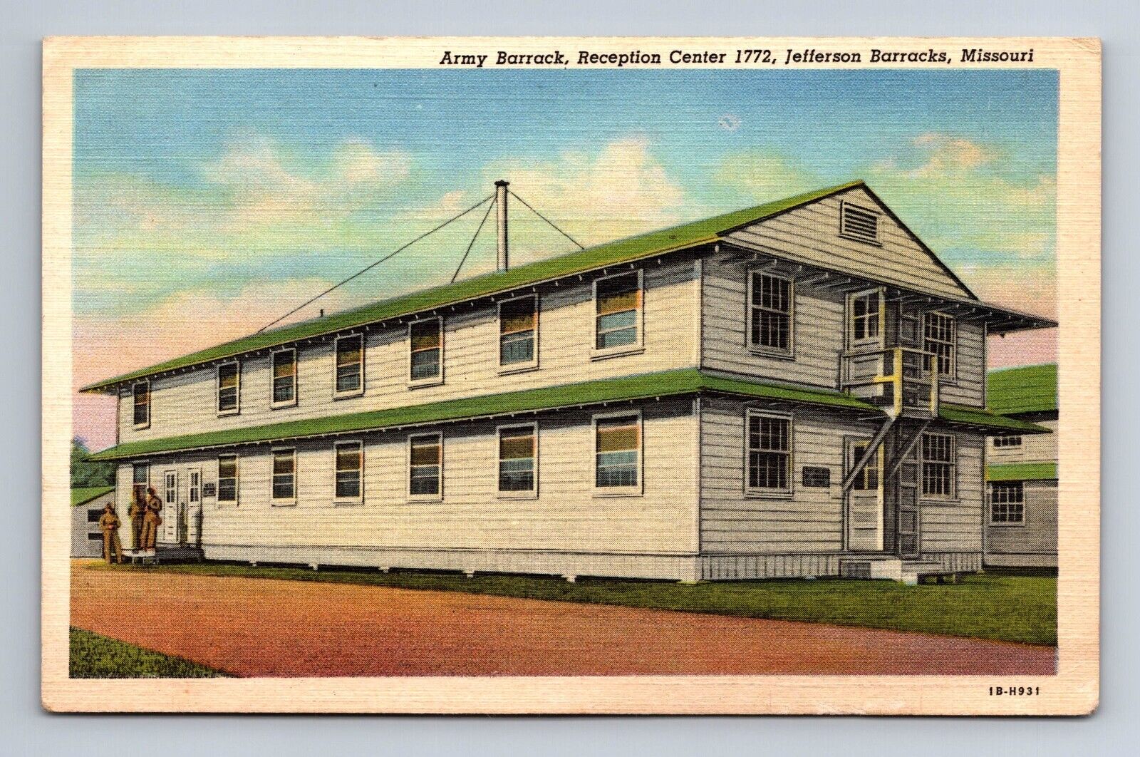 Postcard Army Barracks Reception Center Jefferson Barracks Missouri Linen