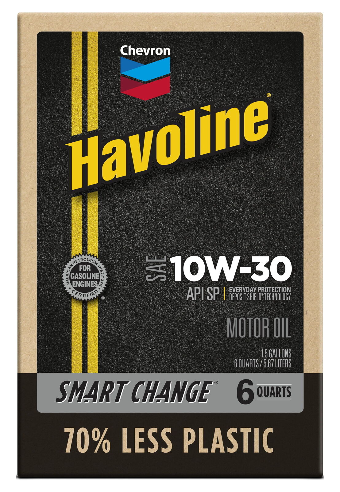 6 Quart Smart Change Chevron Havoline Conventional Motor Oil 10W-30, NEW
