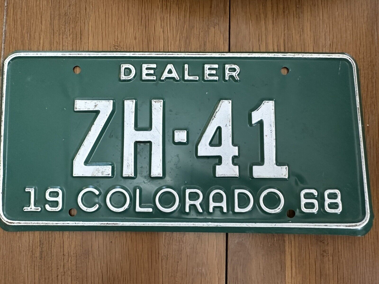 Colorado  1968 Dealer  license plate Green Antique Vintage  ZH 41