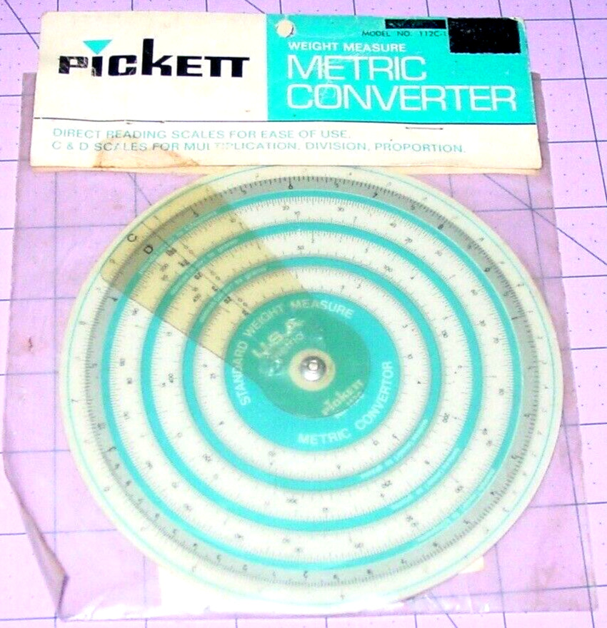 Vintage Pickett Weight Measure Metric Converter 112C-1 Standard Measure USA NOS