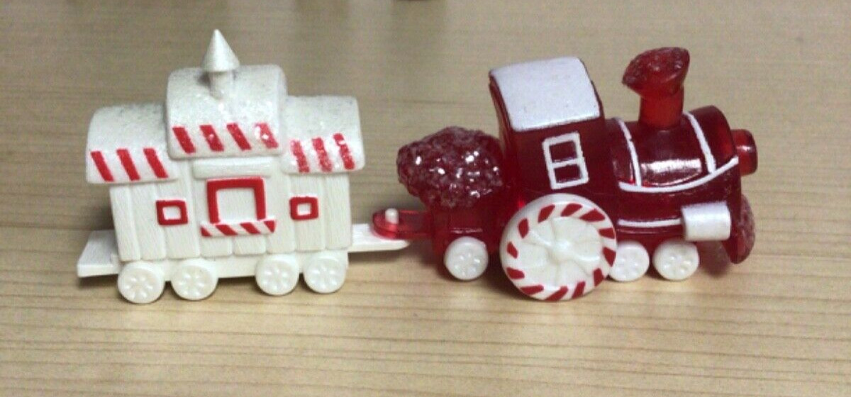 Hallmark Christmas Merry Miniature ‘88 Candyland Express Red Engine & ‘90Caboose