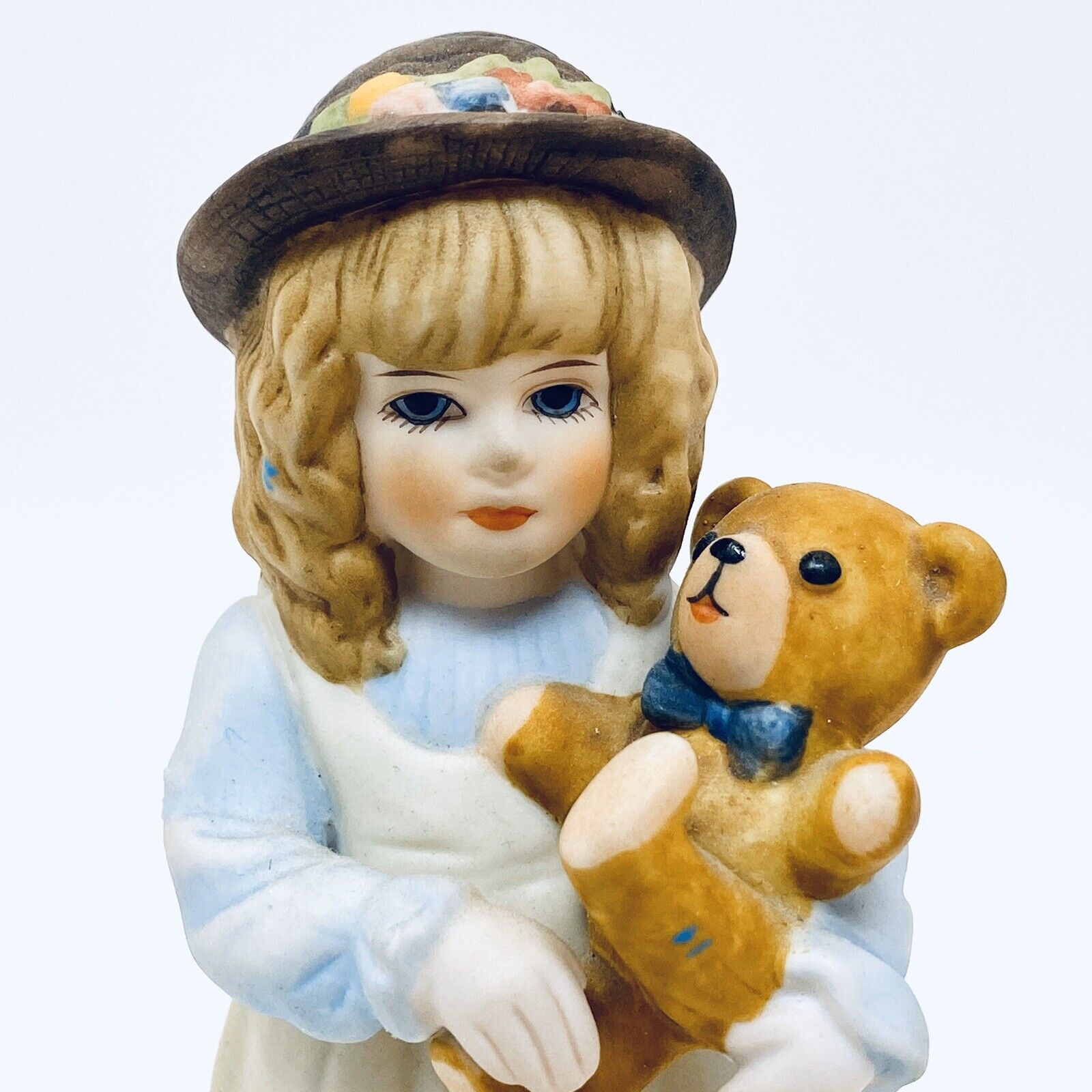 Vtg  1984 Jan Hagara ANGIE & HONEY Girl w/ Teddy Chick Porcelain Figurine