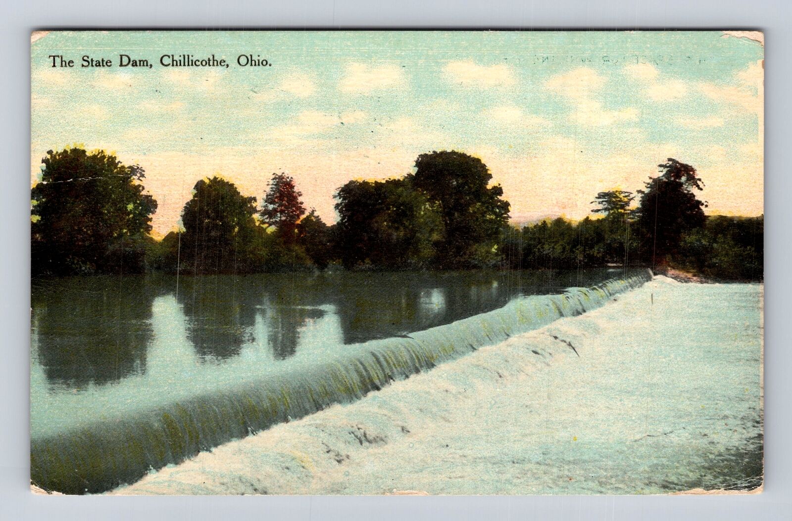 Chillicothe OH-Ohio, The State Dam, Spillway, Antique Vintage c1910 Postcard