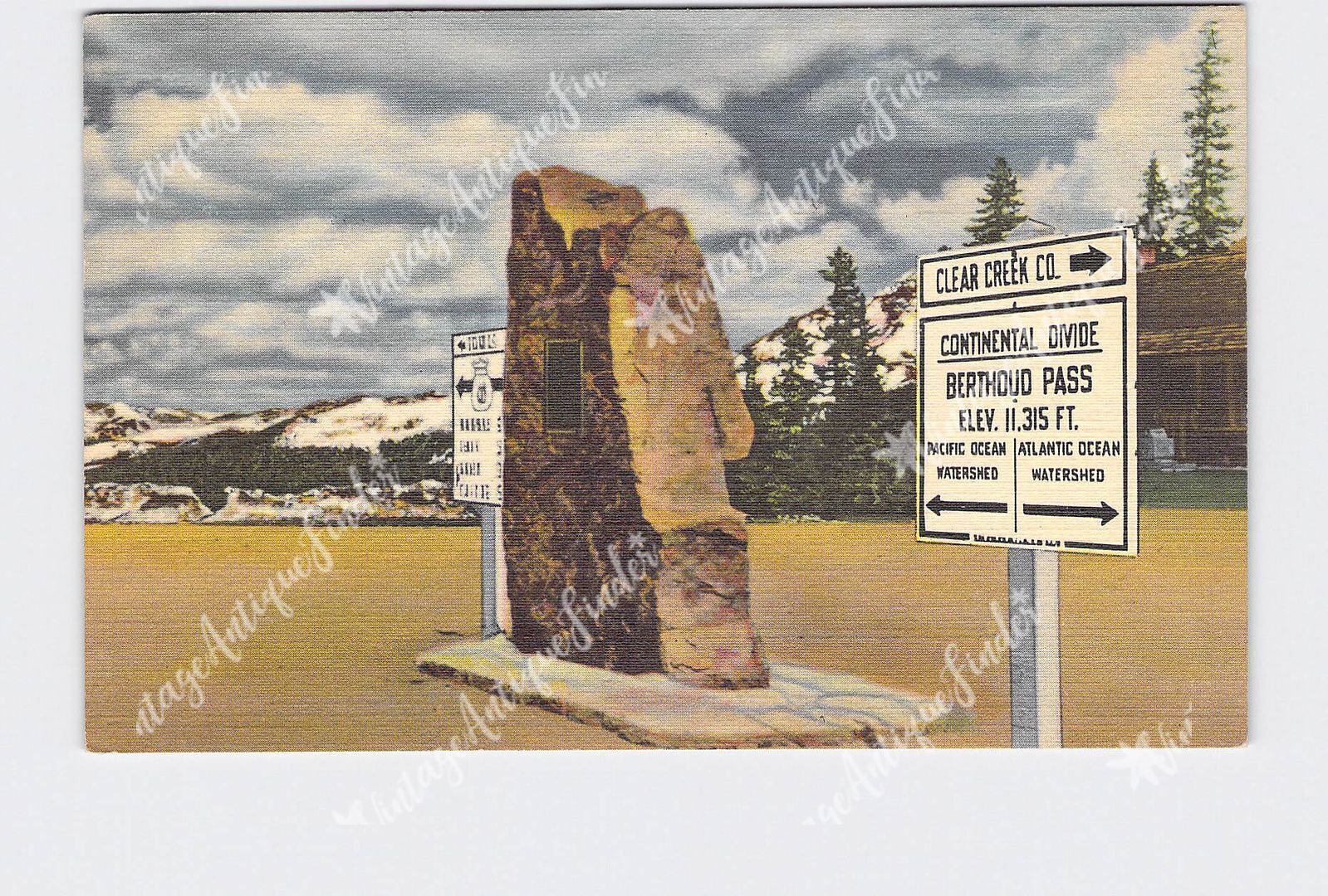 PPC Postcard CO Colorado Markers At Continental Divide Berthoud Pass #1