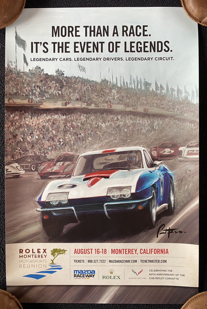 2013 Rolex Monterey Motorsports Reunion Races Poster 1967 CORVETTE Le Mans