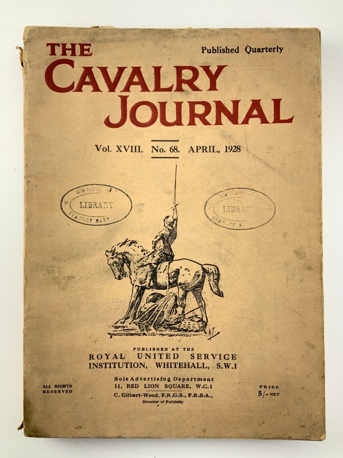 Cavalry Journal Vol XVIII No 68 April 1928 Royal United Service Institute BB734