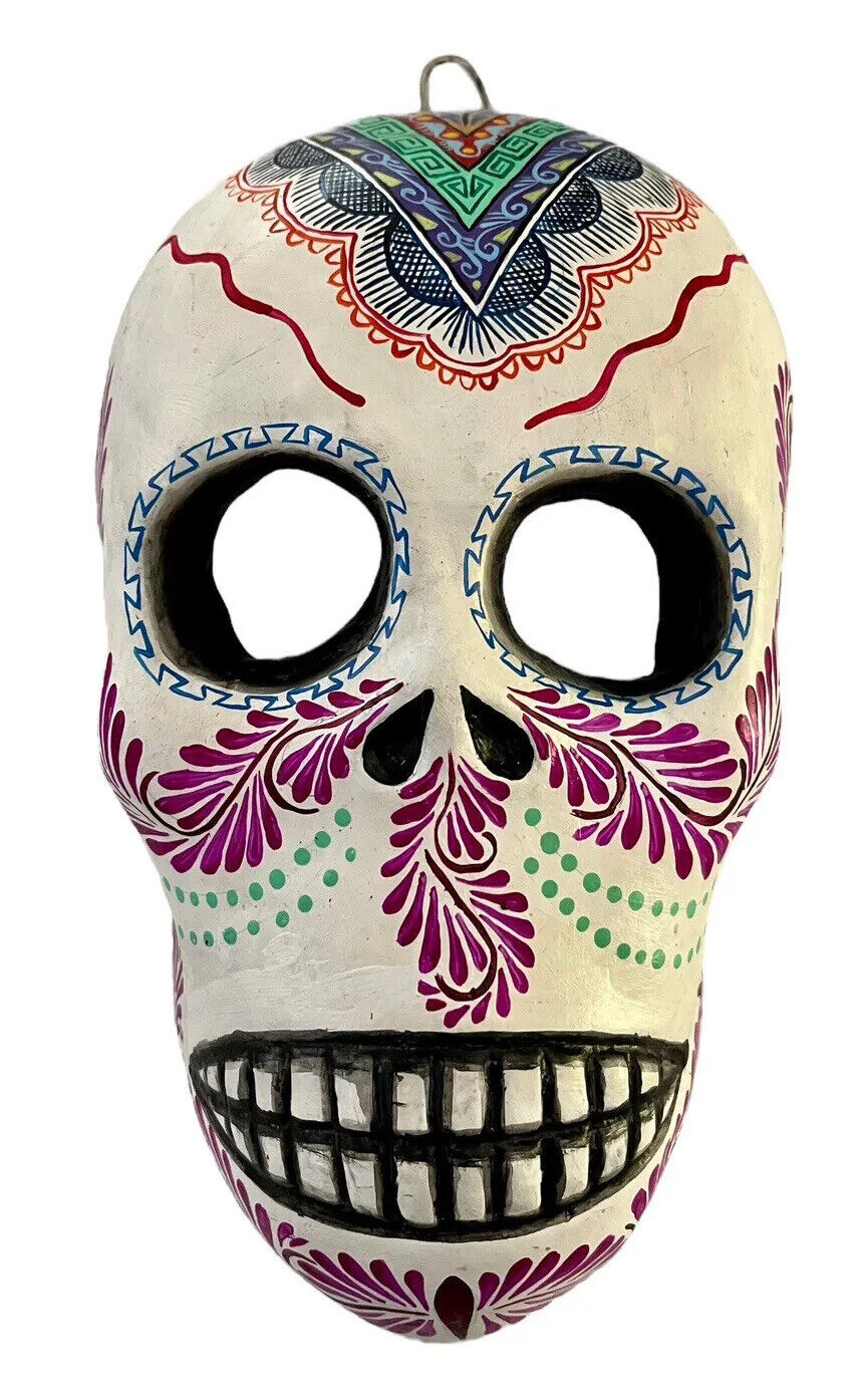 DAY of the DEAD Clay Skull, Mexican Calavera LG 10” by Saul Montesinos