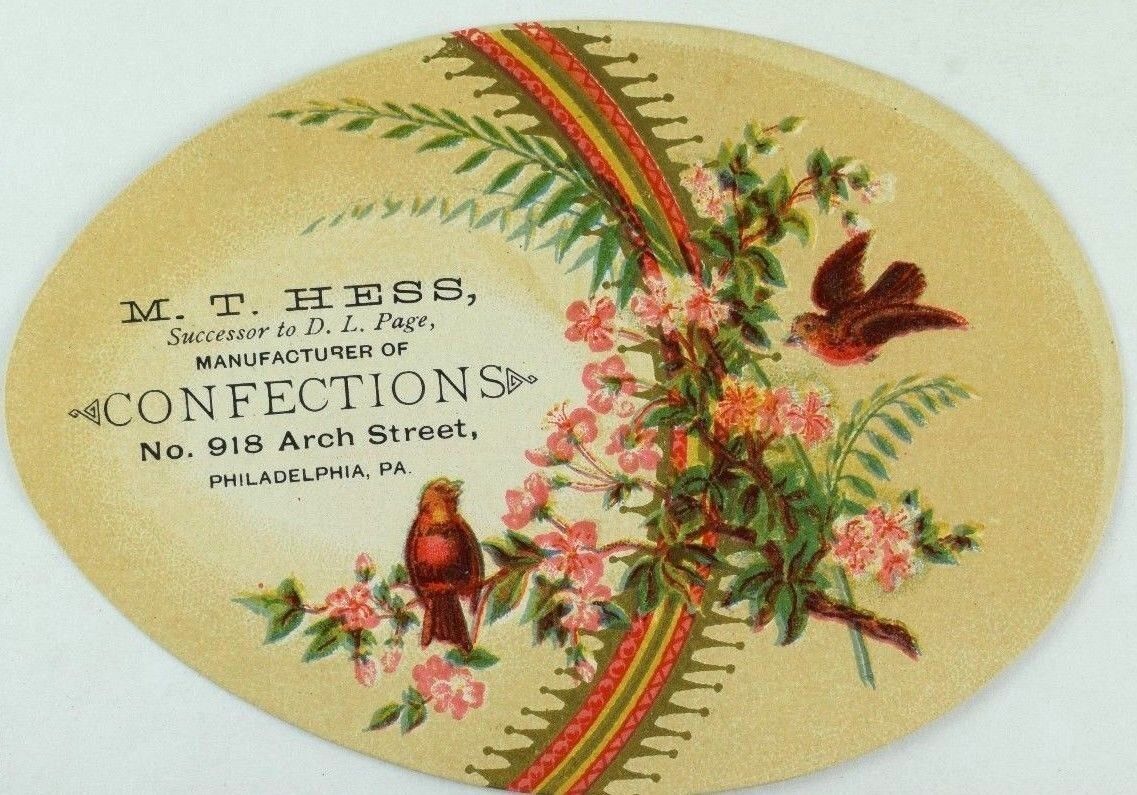 1880\'s-90\'s Victorian Die-Cut Egg M. T. Hess Confections Birds Flowers P78