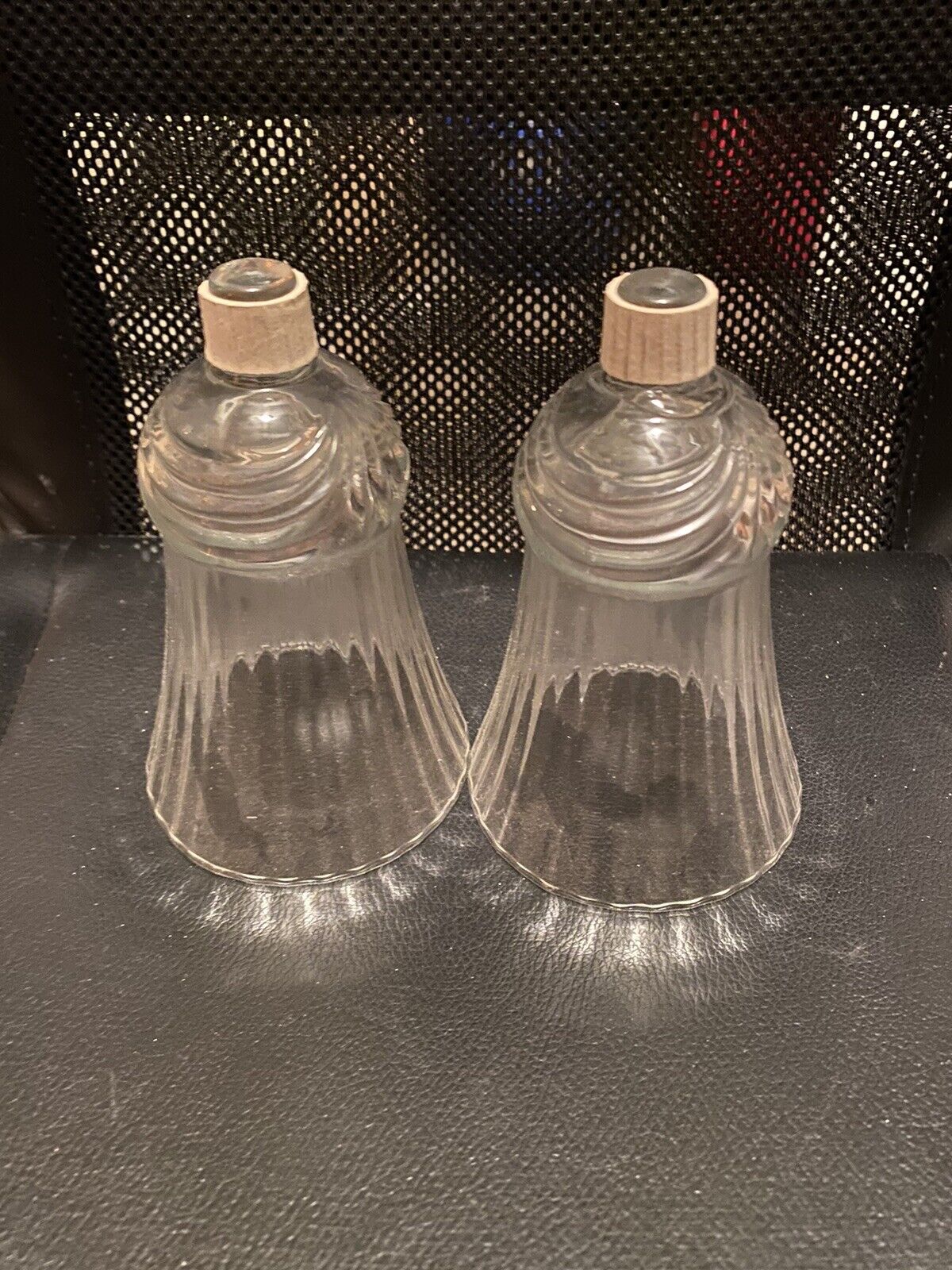 2 Clear Glass Votive Cups Peg Candle Cups Drape Pattern Home Interior Vintage