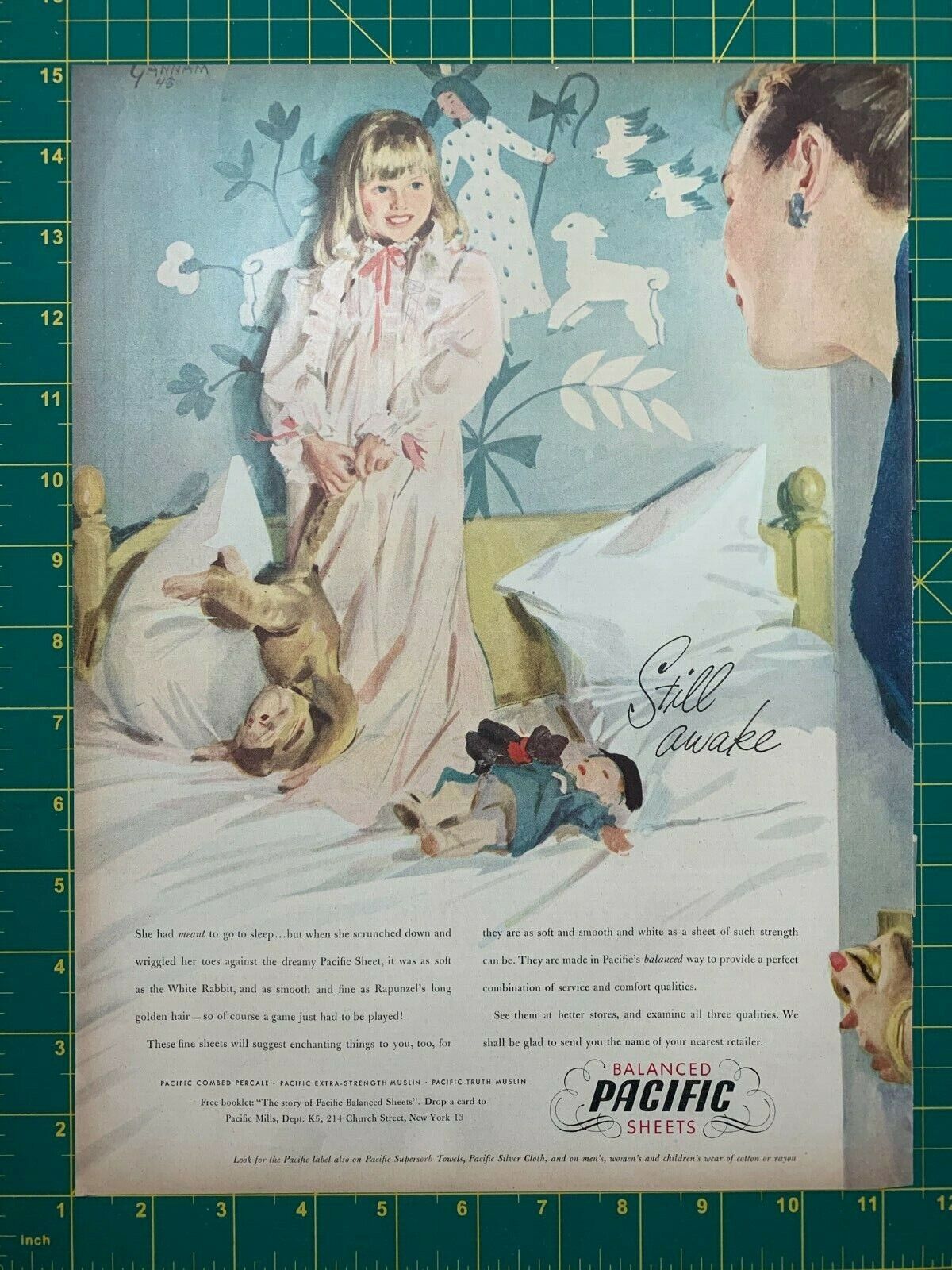 1948 Pacific Balanced Sheets Bedding Linens Vintage Print Ad