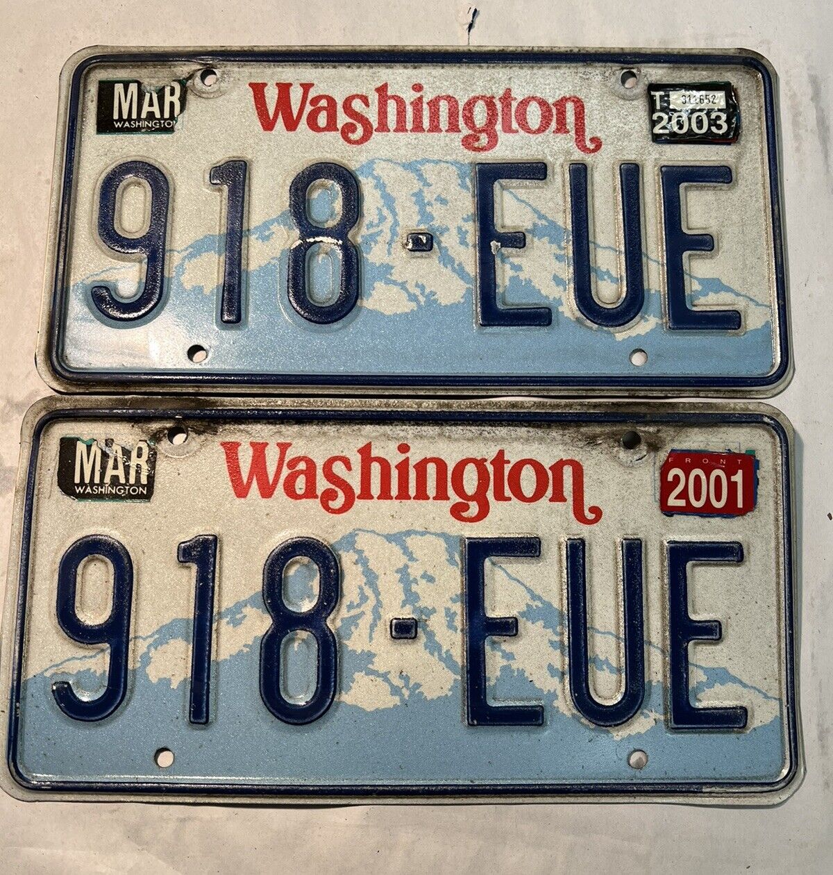 1990 Washington State License Plate 918EUE Collectible Vintage