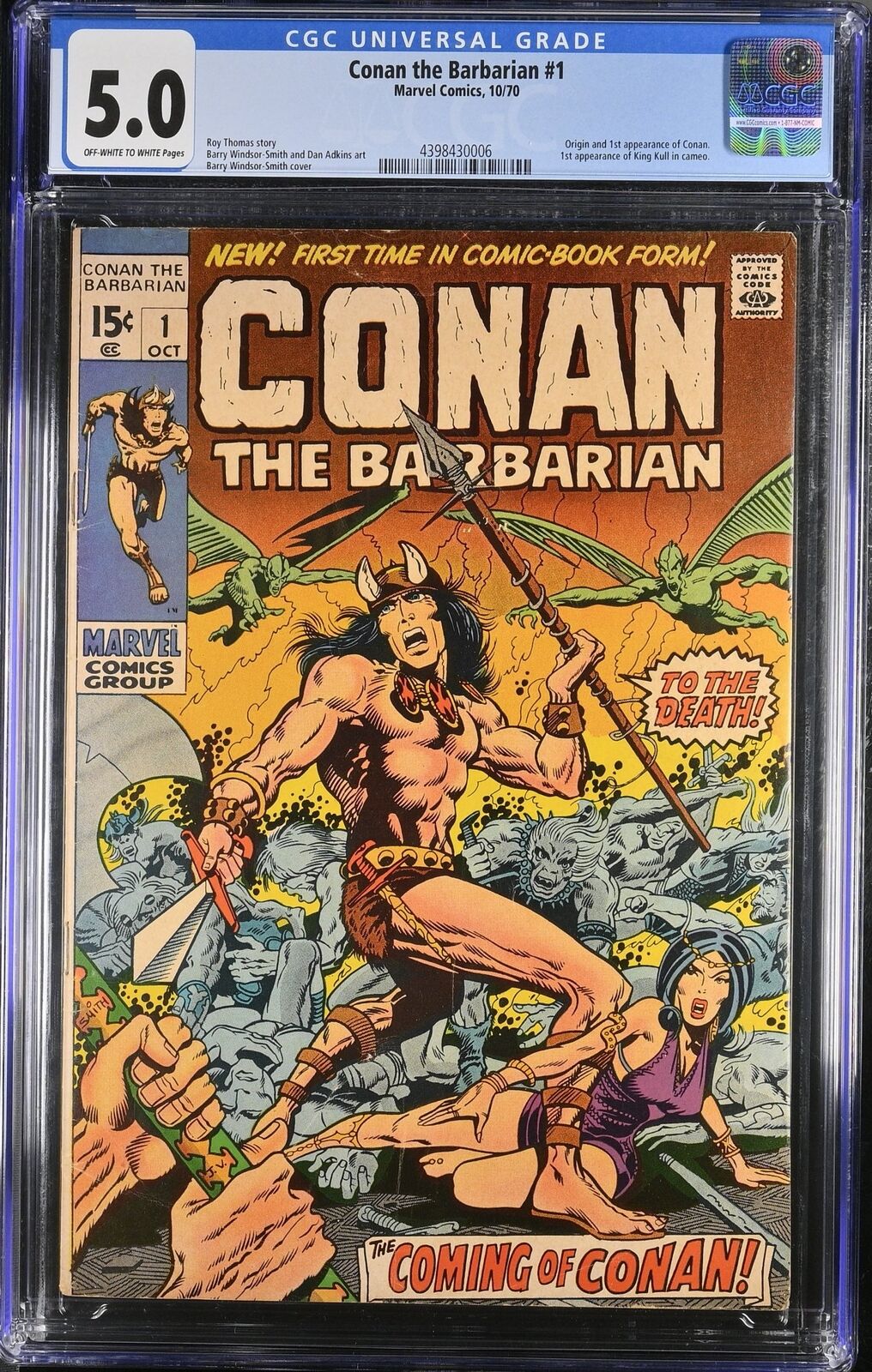 Conan The Barbarian (1970) #1 CGC VG/FN 5.0 1st Conan and King Kull Marvel 1970