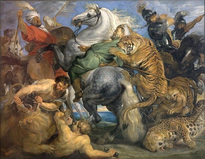 Dream-art Oil La-Chasse-au-Tigre-Peter-Paul-Rubens horse lion tiger leopard art