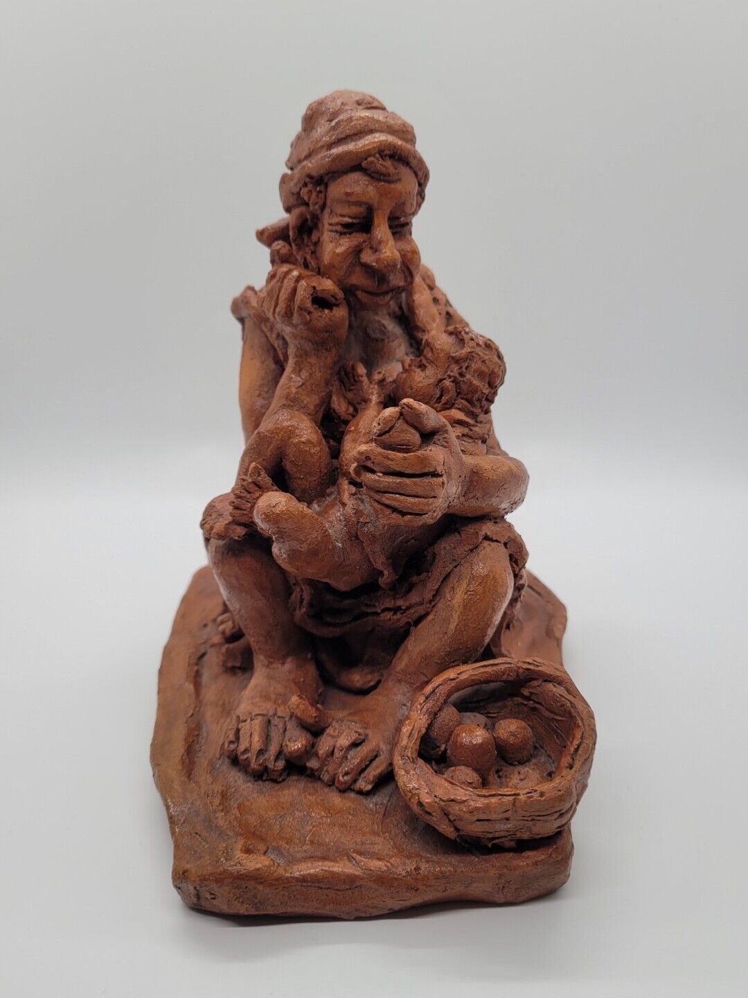 Mother And Child Terra Cotta Clay Signed Sculpture Menendez RPM