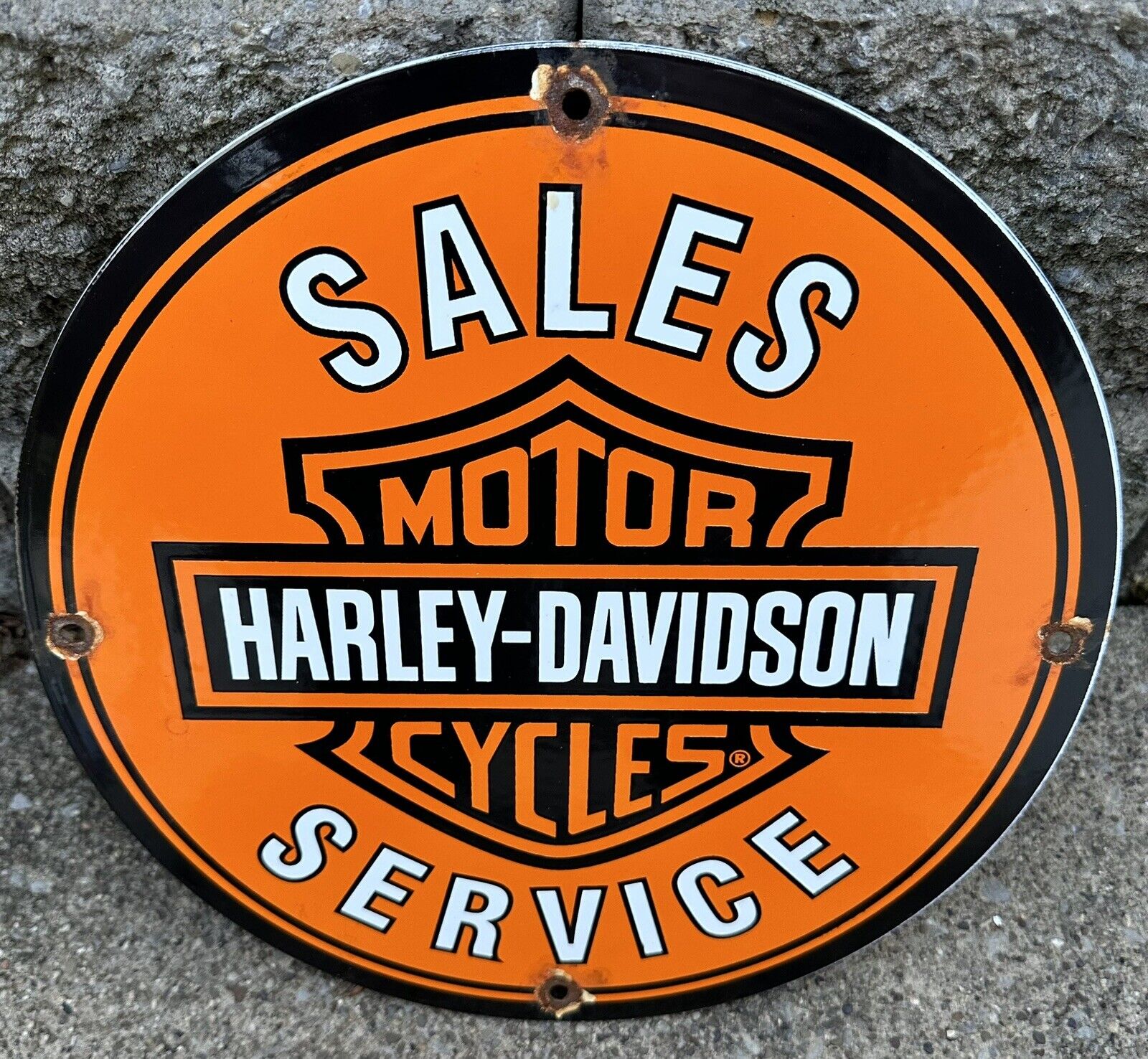 Vintage Harley Davidson Motorcycles Sign - Gas Pump Porcelain Genuine Parts Sign