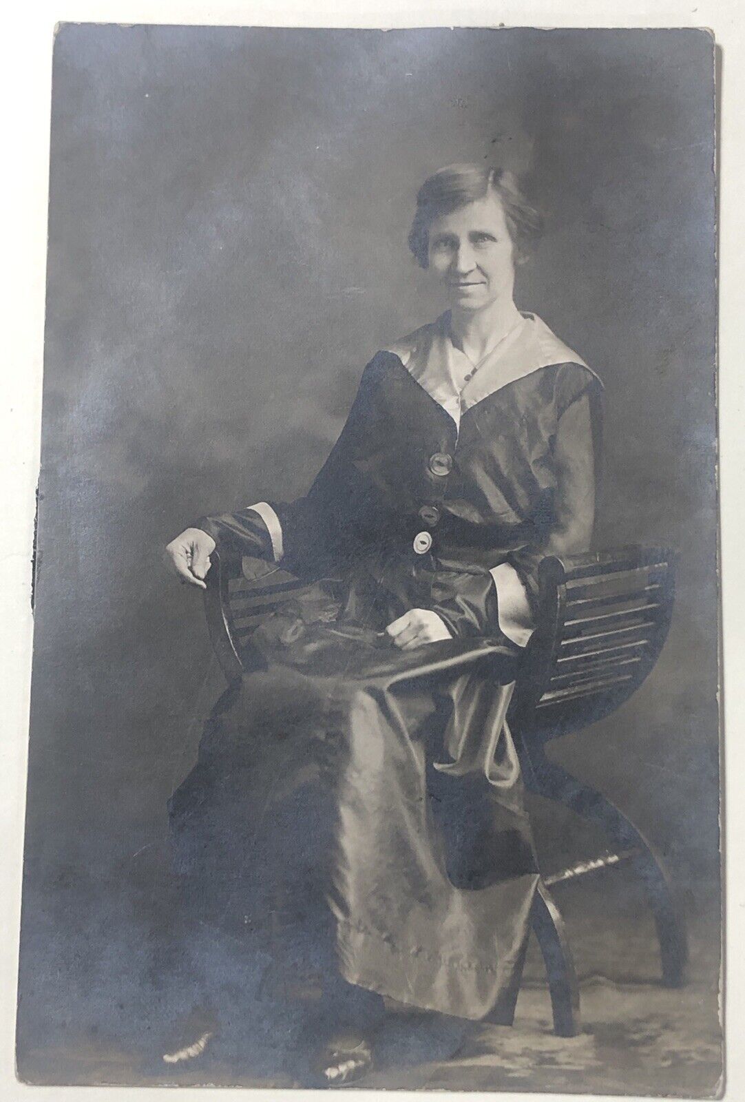 Vintage RPPC Woman Sitting on Bent Wood Chair c.1910\'s Real Photo AZO Postcard