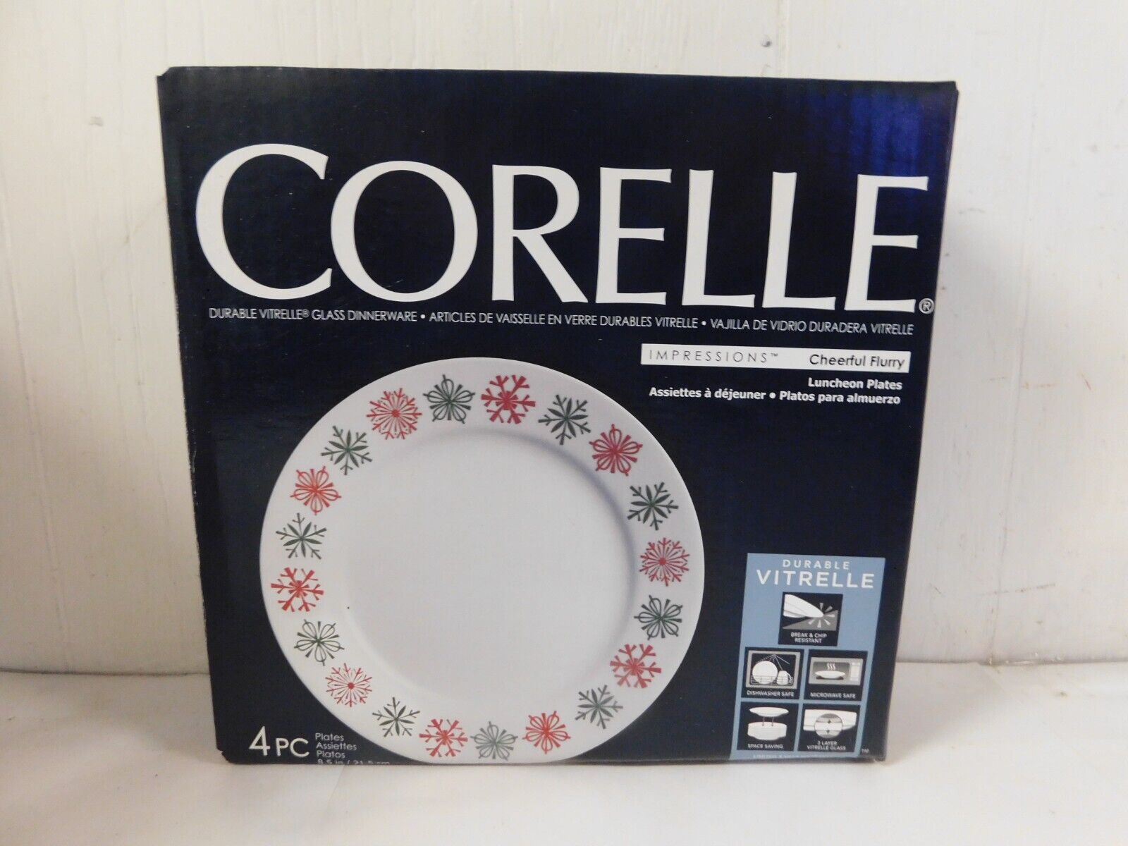 Corelle Impressions Cheerful Flurry 4 pc Luncheon Plates 8.5 