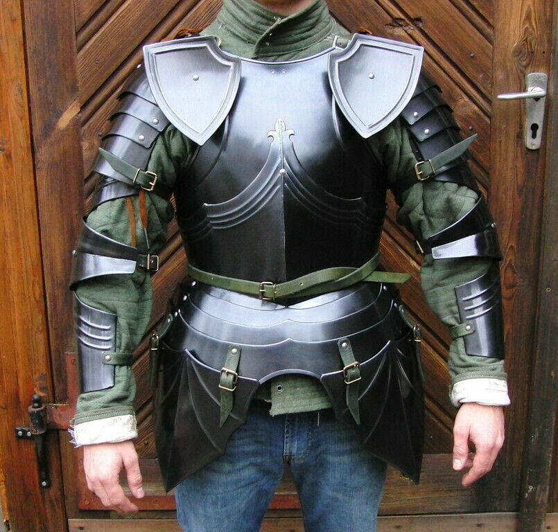 18GA Medieval Armor Half Body Suit Of Gothic captain's Arm Suit 1530ct Battle