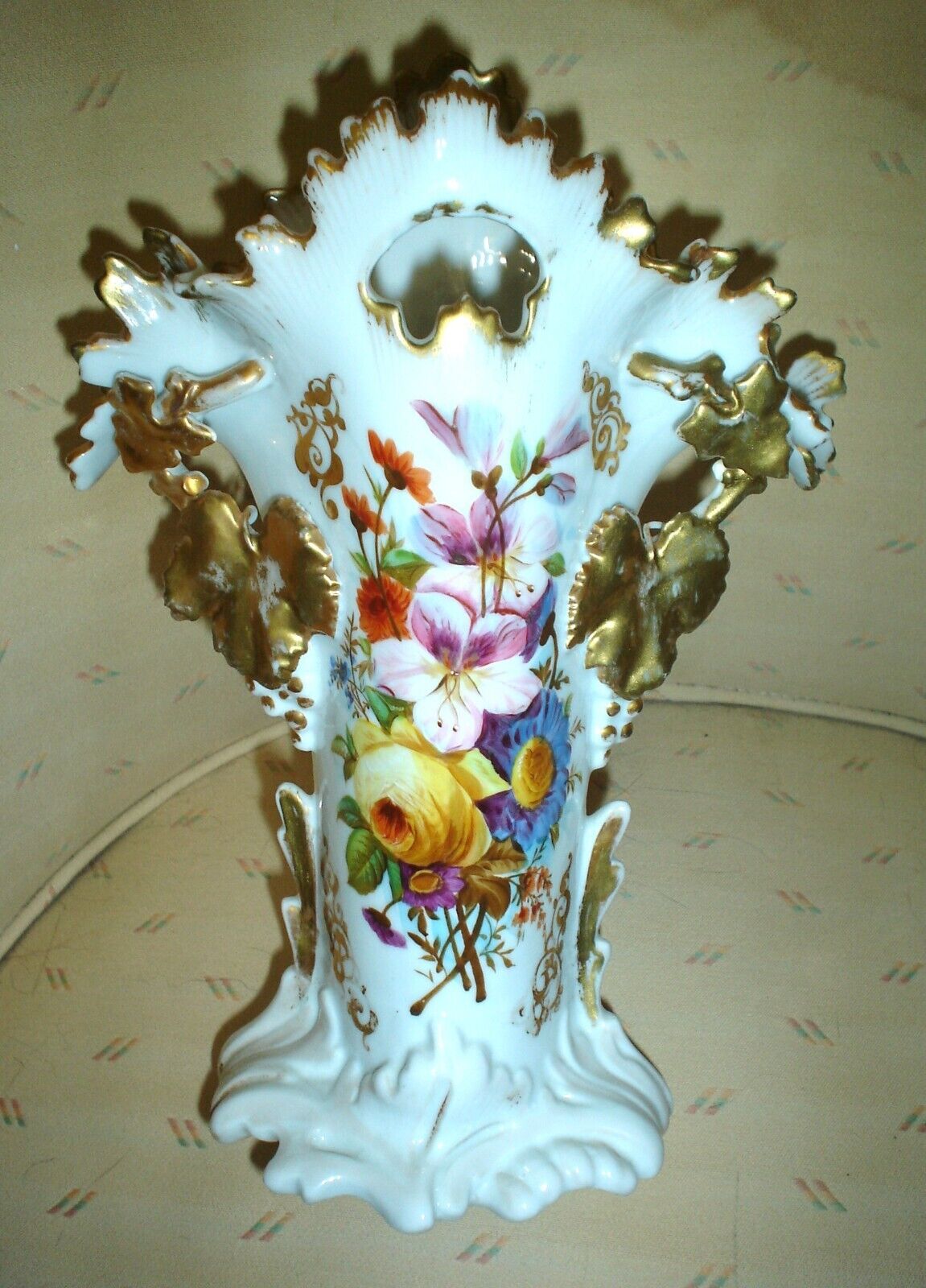 Lovely Antique OLD PARIS Porcelain Spill Vase w/ Hand Painted Floral Decoration