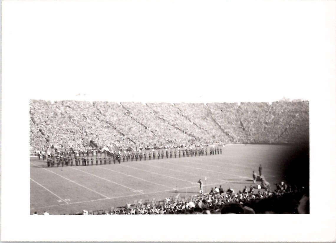 Michigan Stadium Football Game Marching Band Halftime Show 1940s Vintage Photo