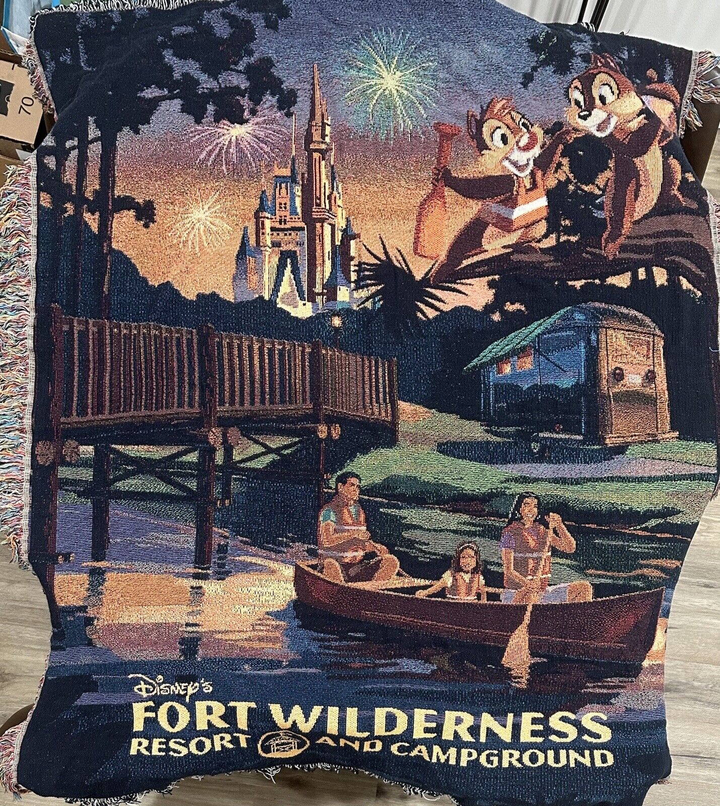 Disney Fort Wilderness Resort and Campground Tapestry Woven Throw Blanket USA