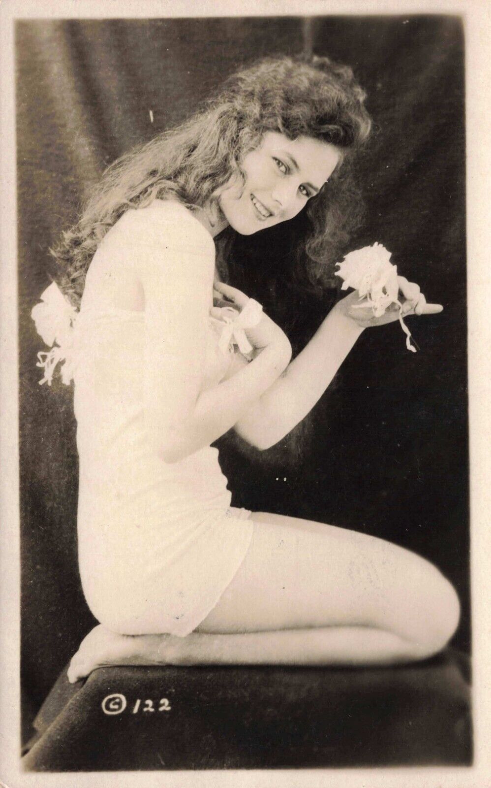 RPPC Pretty Risque Young Woman Smiles at Camera Vintage Real Photo Postcard