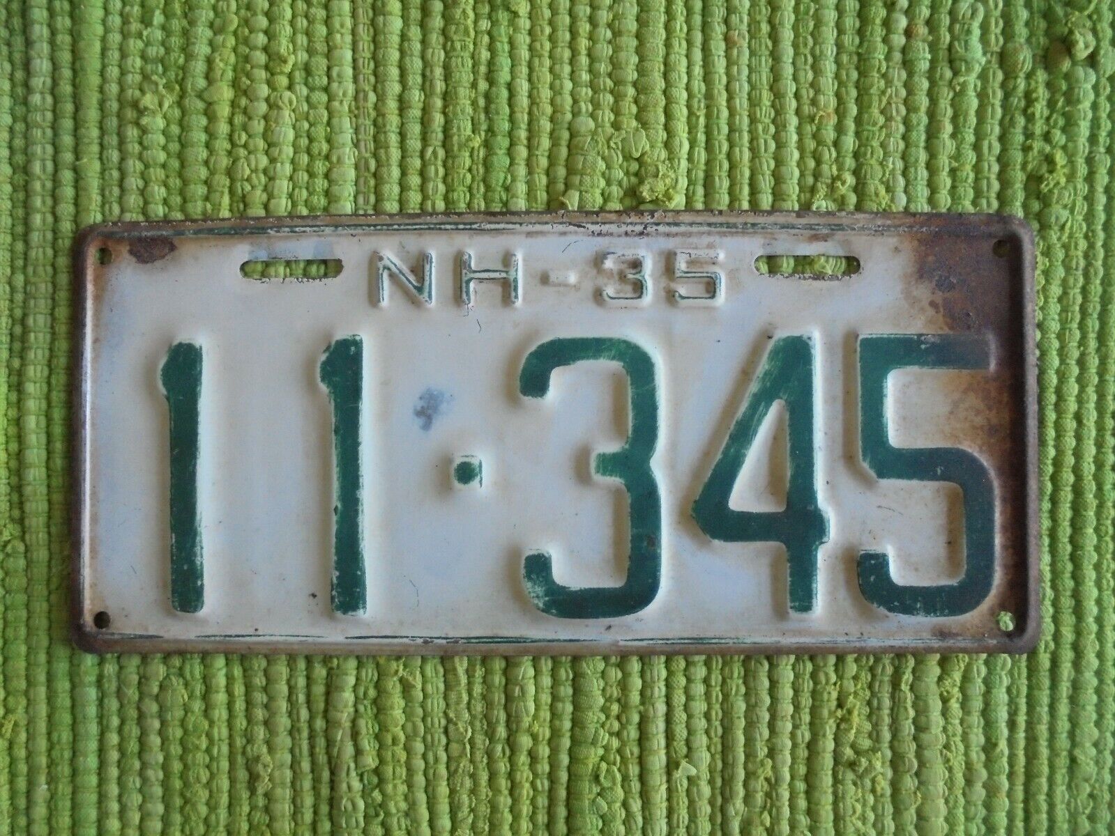 1935 New Hampshire License Plate 35 NH Tag 11-345