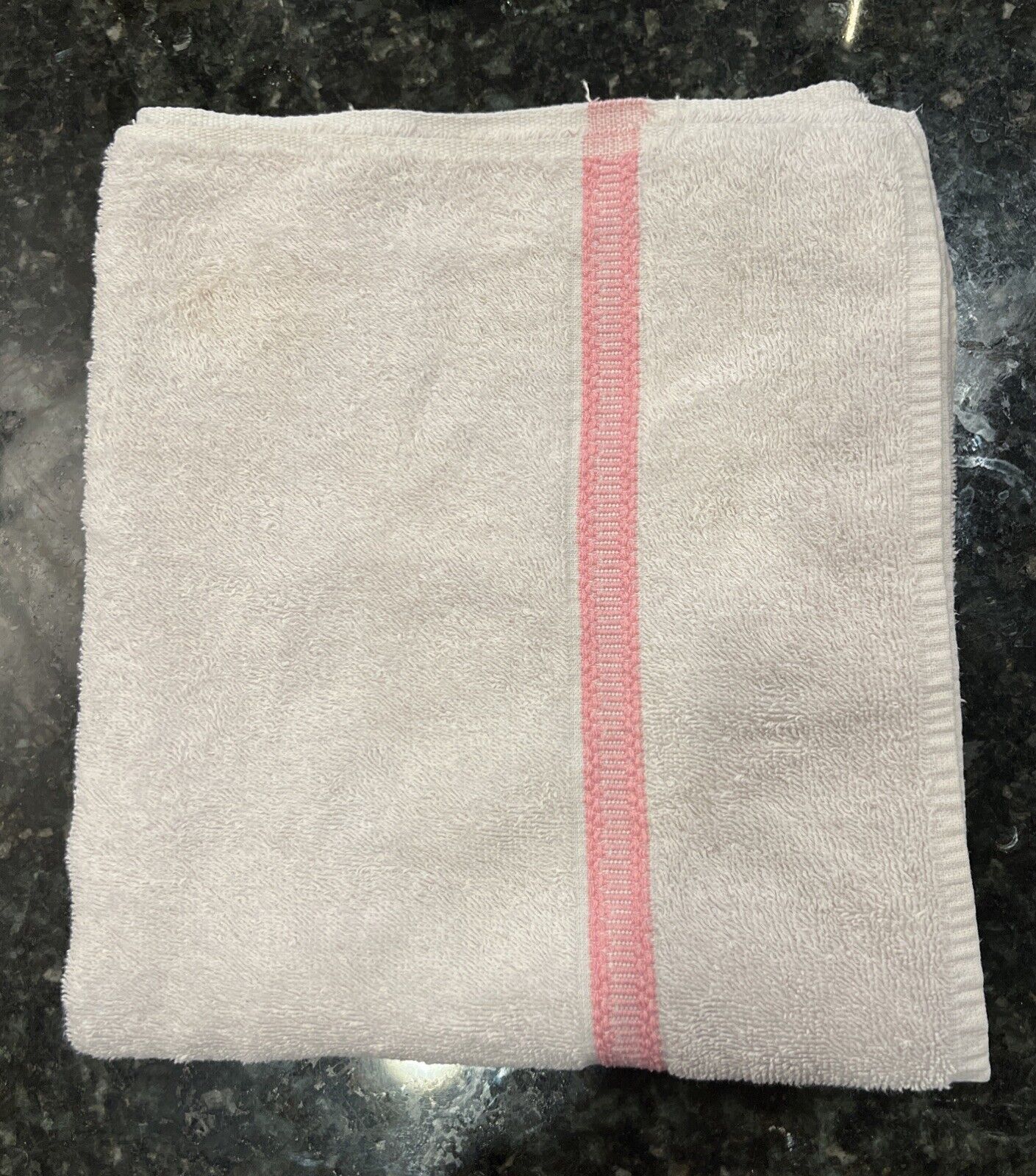 VTG Bath Towel White Pink Trim St Marys USA Terrycloth Fieldcrest Cottagecore
